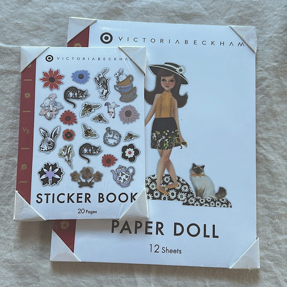 New  Victoria Beckham 12 sheet Paper Doll Book and 20 page Sticker Book